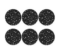 Black and White Moon Star 6 Pcs Drink Coasters - Leather Coasters Set - Resistant Round Coaster Non-Slip Table Mat - Kitchen Bar Home Decor Housewarming Gift