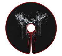 Black And White Moose Head Funny Christmas Tree Skirt Red 36 Inches Xmas Tree Mat Funny Decor for Family Christmas Holiday