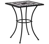 Black and White Mosaic Bistro Table - 60 cm Outdoor Patio Table for Garden Balcony and Deck - Stylish Weather-Resistant Furniture