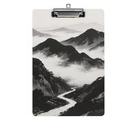 Black and White Mountain Clipboard, A4 Acrylic Clipboards with Hanging Hook, Ultra Lightweight & Shatterproof Writing Board for Office, Nurses, 8.5" X 12.5"