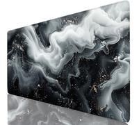 Black And White Mouse Mat 1200x600x3mm XXL Gaming Mouse Pad River Ultra-Smooth Fabric Surface for Precision, Anti-Fray Stitched Edges, Non-Slip Rubber Base, Long Computer Keyboard Mat, PC Gamer W6-605