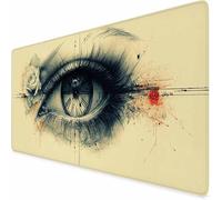 Black And White Mouse Mat 32X12inch Eye Gaming Mouse Pad, Large Mousepad with Non-Slip Rubber Base, Office Accessories with Stitched Edge, Washable Mousepad for Laptop, Gaming, Room Decor -XZ98Z