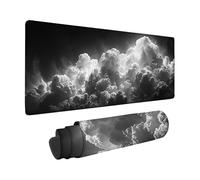 Black and White Mouse Mat 600x300x3 mm, Mouse Pad Cloud Pattern with Stitched Edge Design, Waterproof Mousepad Large 24x12x0.12inch with Non-Slip Rubber Base for Office Desk Accessories -zzg2505Z3