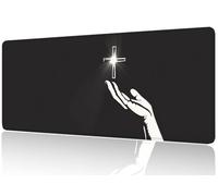 Black and White Mouse Mat XXL, Christ Mouse Matt 800x300mm, Non-Slip Base and Anti-Fray Stitched Edge Mousepad, Durable Design, Precision Control Mousepads, Fits Laptop for PC/Office/Gifts M1-472