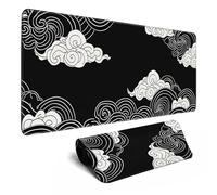 Black and White Mouse Pad Japanese Clouds Mouse Pad XL Anime Big Mouse Pads for Desk Large Gaming Large Mouse Pad for Men Desk Pad with Stitched Edges Non-Slip Large Computer Mat, 31.5x11.8 in