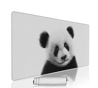 Black And White Mouse Pad Large Gaming Keyboard Pads 19.7x9.8x0.12 inch Computer Full Desk Mat Waterproof with Rubber Base Non-Slip xxl Panda Laptop Mat Gaming Accessories with Stitched Edges w-2030