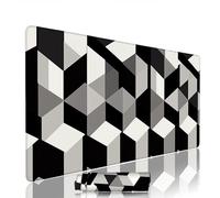 Black And White Mouse Pad Large Gaming Keyboard Pads 47.2x23.6x0.12 inch Computer Full Desk Mat Waterproof with Rubber Base Non-Slip xxl Geometry Laptop Mat Gaming Accessories Stitched Edges w-239