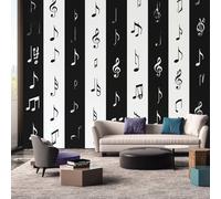 Black and White Mural Wallpaper, Music Notation Wallpaper for Bedroom, Living Room, TV Backdrop, Office, Hotel Wall Background Decoration Non-Woven Wall Paper 100 X 70 cm (WxH) OBE131