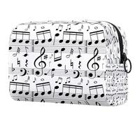 Black and White Music Notes on Scales Cosmetic Bag for Women, Travel Toiletries Bags Large Makeup Handy Pouch Organiser Bag with Zipper