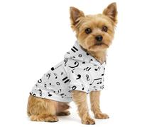 Black And White Music Notes Pet Hoodie for Dogs Cats Small Cute Hooded Pet Sweatshirt M