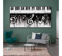 Black and White Music Piano Keyboard Picture Canvas Painting Wall Art Modern Poster and Print In Living Room Home Decor19.6 "x39.4"(50x100cm) No frame