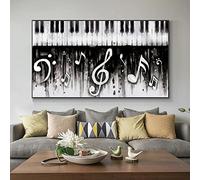 Black and White Music Piano Keyboard Picture Canvas Painting Wall Art Modern Poster and Print In Living Room Home Decor 80x160cm Frameless