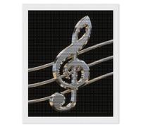 Black And White Musical Notes Diamond Painting Kits for Adults Beginners 5D Round Drill Diamond Art Kits with DIY Tools Gem Art Crafts for Home Wall Decor Living Room Bedroom Office Decoration 16x20