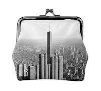 Black and White New York Full Double-Sided Printed Pattern Women's and Girls' Fashionable Leather Kiss Lock Coin Purse Card Bag