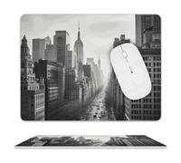 Black and White New York Mouse Pad for Office, Leather Mouse Mat with Non-Slip Base, Waterproof Desk Pad Protector for Home, Personalized Mouses Mat for Travel, Outdoor, 10" X 8"
