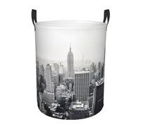 Black And White New York Print Large Collapsible Laundry Baskets With Handles Laundry Hamper Clothes Storage Basket