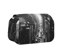 Black and White New York Printed Print Flip Top Double Layer Pencil Case - Large Capacity School Supplies Organizer for Students, Kids, Teens, Artists, Travel & Office Use