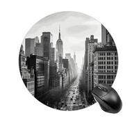 Black and White New York Round Mouse Pad Smooth Glide Gaming Mousepad Extra Density Portable Comfortable Mouse Mat for Desk, Home, Office 7.8x7.8 Inches