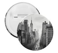 Black And White New York Tinplate Badge Personalized Round Brooch Large Craft Button Suitable for Teachers, Nurses, Doctors, Staff, Party Gift Accessories, style, 1PCS