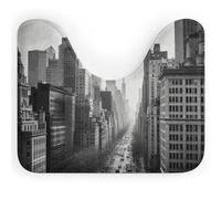 Black And White New York U-Shaped Bath Rug, Non-Slip Toilet Rugs for Home | Comfortable Commode Contour Rug for Hotel, Quick Dry Bath Mat, Absorbent Floor Mat, Washable Toilet Mat, 16 X 20 Inches