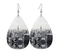 Black And White New York Women'S Drop-Shaped Leather Earrings Are Suitable For Parties, Holiday Parties And Gifts.