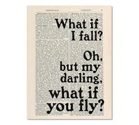 Black and White Newspaper Posters for Bedroom, What if I fall, Canvas Pictures for Bedroom Walls, Black and White Wall Art, Art Prints for Student Apartments, Pubs, Vintage General Stores Decoration