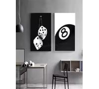 Black And White No Ball Art Poster Billiards Club Theme Wall Art Canvas Painting Prints Corridor Home Decor 50x60cmx2 Frameless