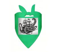 Black and White Octopus and Ship Dog Bandanas Triangle Dog Scarf Soft Bibs Kerchief for Small Medium Large Pets, Stylish Handkerchief Adjustable Pet Bandana for Birthday, Wedding, Party