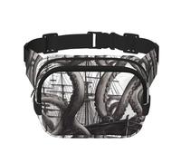 Black And White Octopus And Ship Fanny Pack For Women Waterproof Adjustable Belt Bags Waist Pack Fashion Casual Crossbody Bags Bum Bag For Running Workout Hiking Traveling, Black, One Size