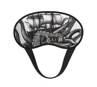 Black and White Octopus and Ship Sleep Mask for Side Sleeper, Blackout Eye Mask for Women Men, Zero Pressure Sleeping Masks Soft Breathable Eye Cover Comfortable Blindfold Eyeshade for Night Sleep