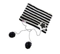 (black and white, One size) Unisex Cartoon Kitten Ear Striped Knit Beanie Hat Y2K Party Hat Photo Props Hot Girl Cute Slouchy Knitting Hat black and white