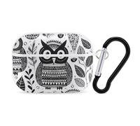 Black and White Owl AirPod Pro Case, Anti Scratch Hard PC Cover with Keychain, AirPod Pro 2nd/1st Case Accessories for Women Men, White-Style