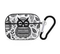 Black and White Owl AirPod Pro Case, Anti Scratch Hard PC Cover with Keychain, AirPod Pro 2nd/1st Case Accessories for Women Men, Black-Style