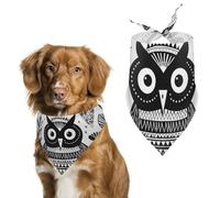 Black and White Owl Dog Bandanas for Feeding Grooming, Triangle Pet Bibs Washable Pets Scarf for Cats & Dogs