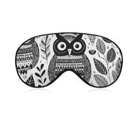 Black and White Owl Eye Mask for Women & Men, Breathable & Adjustable Eye Cover, Ultra Soft Sleep Mask, Lightweight Travel Blindfold for Airplane, Nap, Night Sleeping