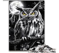 Black And White Owl JigsawPuzzle 1000 Pieces for Adults, Educational Games Home Decoration Birthday Present, Gifts, Wall Art (50x75cm)