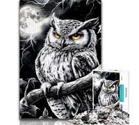 Black And White Owl JigsawPuzzle 1000 Pieces for Adults,Toys Educational Games Stress Relieving Suitable for Desktop Decoration (38x26cm)