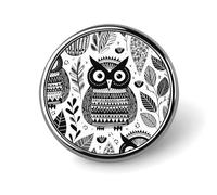 Black And White Owl Round Badge for Men Women, Durable & Stylish Lapel Pins, Lightweight Metal Badges for Shirts, Jackets, Hats