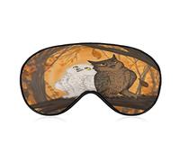 Black and White Owls in Autumn Sleep Eye Mask Soft Eye Covers Blocking Lights Blindfold with Adjustable Strap for Travel Nap