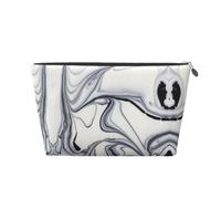 Black and White Paint Mixed Leather Travel Toiletry Bag, Makeup Cosmetic Pouch with All-Over Print,Leather Material,Water-Resistant,Large Capacity Organizer for Women Men