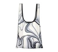 Black and White Paint Mixed Print Reusable, Foldable,Washable Grocery Bags Foldable in A Pouch Eco Tote Shopping Bag,Daily Shopping Loading
