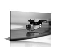 Black and White Paintings Music Vinyl Monochrome Pictures Canvas Wall Art Home Decor for Living Room Bedroom Office Modern Artwork Posters and Prints Framed Gallery-Wrapped Ready to Hang 36x24 in