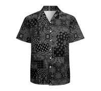 Black and White Paisley Mens Hawaiian Shirts Short Sleeve Button Up Beach Shirts Shirts6198