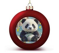 Black and White Panda Christmas Ball Ornament Shatterproof Hanging Ball Ornaments with String Decorative Christmas Baubles for Xmas Tree Home Wedding Holiday Party Decor Supply