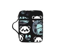 Black and White Panda face Bible Cover with Zipper, Bible Case Organizer with Handle, Water-Resistant Oxford Fabric Bible Bag for Women Men 27x20cm