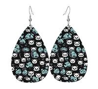 Black and white panda face Leather Earring. Stylish teardrop shape, perfect for women, and a great decorative choice for parties and holidays.