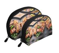 Black and white panda face Moon Cosmetic Bag, Travel Makeup Pouch, Portable Waterproof Cosmetic Pouch for Girls Women., Golden Roast, One Size