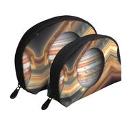 Black and white panda face Moon Cosmetic Bag, Travel Makeup Pouch, Portable Waterproof Cosmetic Pouch for Girls Women., Jupiter Landscape, One Size