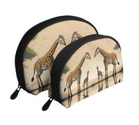 Black and white panda face Moon Cosmetic Bag, Travel Makeup Pouch, Portable Waterproof Cosmetic Pouch for Girls Women., Mother And Child Giraffe, One Size