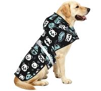 Black and white panda face Reflective Waterproof Dog Raincoat Jacket, Adjustable Hooded Pet Coat with Leash Hole,for Outdoor UseM